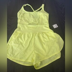 Free People Movement Righteous Runsie, Yellow, Sour Citrus, Size M, Brand NWT